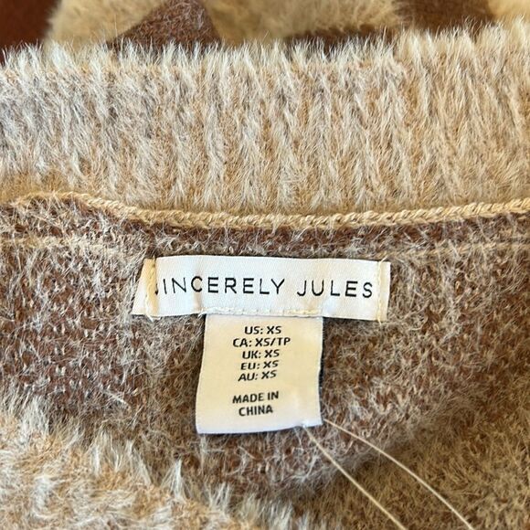 Sincerely Jules brown tan patterned vest Size XS New - Picture 7 of 8